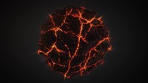 Realistic Volcano Lava Sphere Rotating. 3D Abstract.	