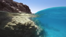Half underwater of a sea cliff 
