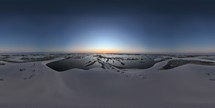 360 aerial photo taken with drone of sunset at Ponta in Lençóis Maranhenses National Park in northeast Brazil.