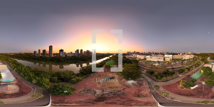 360 aerial photo taken with drone of Potycabana Park in Teresina, Piauí, Brazil