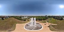 360 aerial photo taken with drone of Monumento SOU UFMS at the university in Campo Grande, Mato Grosso do Sul, Brazil