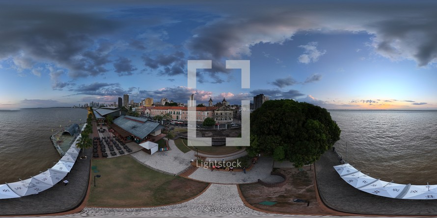 360 aerial photo taken with drone of Porto do Belém in Belém, Pará, Brazil