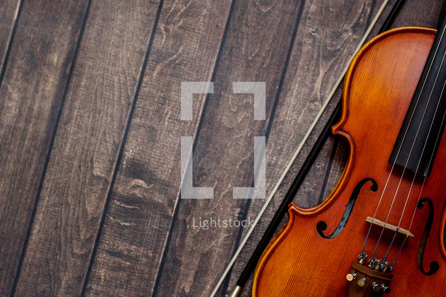 violin on a wood background 
