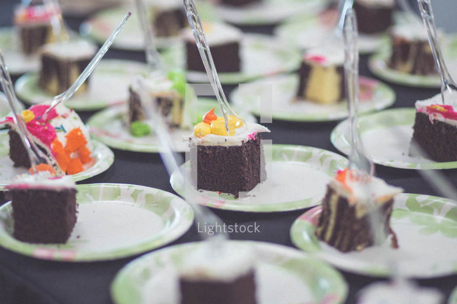 forks in cake slices 