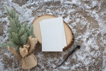 paper on wood on snow 