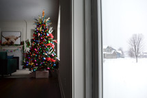 Christmas tree and winter scene 