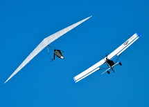 Hang glider being towed into the air