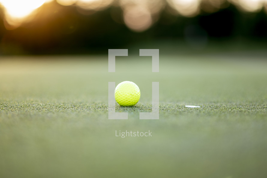 golf ball in bokeh light 
