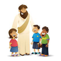 Jesus with modern children 