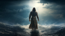 Jesus walking on stormy waves. 