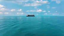 Passenger cruise ship sailing in ocean. Summer holidays travel vacation concept. 