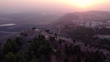 Drone footage overlooking Nazareth in Israel.