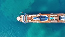 Summer holidays travel vacation concept. Cruise Ship, Cruise Liners beautiful white cruise ship above luxury cruise in the ocean sea. 