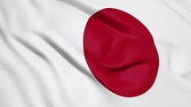 Japan flag waving 3d animation. Seamless looping Japanese flag animation 