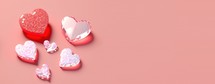 Shimmering 3D Heart Shape, Diamond, and Crystal Design for Valentine's Day Background and Banner
