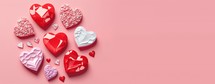 Shimmering 3D Heart Shape, Diamond, and Crystal Design for Valentine's Day Background and Banner