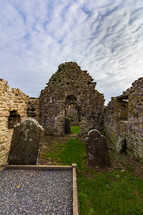 In a field on the Ring of Hook, County Wexford, Ireland are the ruins of Saint Dubhainns Church