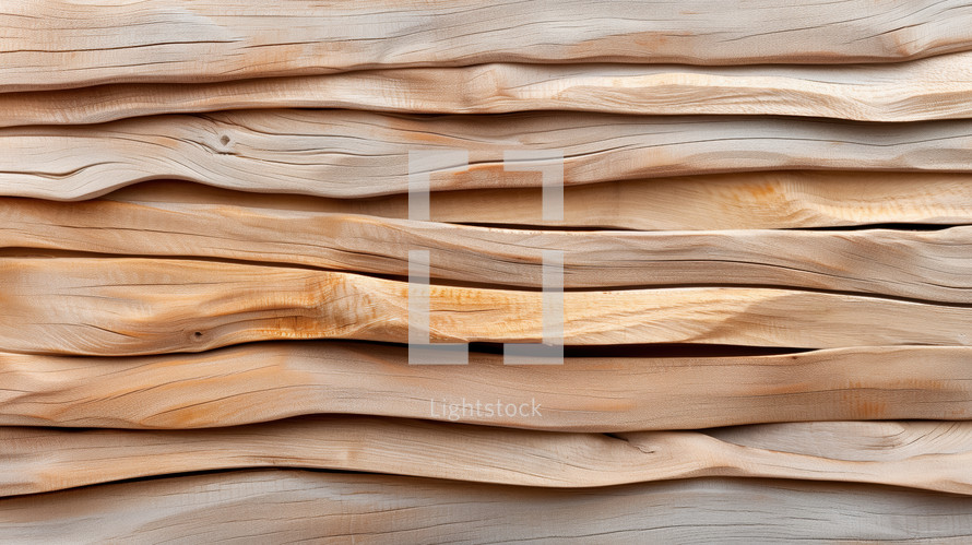 Close-up of layered, wavy plywood texture, showcasing natural wood grain patterns and organic lines, perfect for background or design elements.