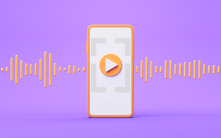 Music player sign with cartoon style, 3d rendering.