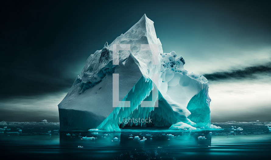 Abstract art. Colorful painting art of an iceberg. Background illustration.