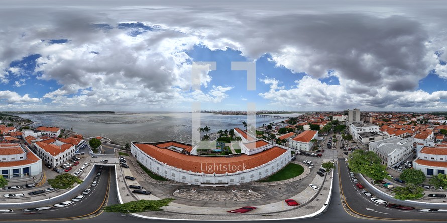 360 aerial photo taken with drone of Palácio dos Leões  in São Luís, Maranhão, Brazil