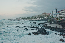 waves along the shoreline of Teneriffa 
