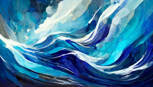 dramatic ocean waves water media painting 