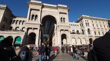 MILAN, ITALY: Tourists in Piazza Duomo (meaning Cathedral Square)