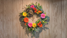 Spring Easter background flowers wreath decoration