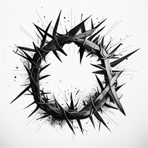 Illustration of the crown of thorns - black and white