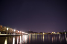 lights around a lake in Canberra 