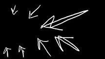 Hand drawn white arrow on black background