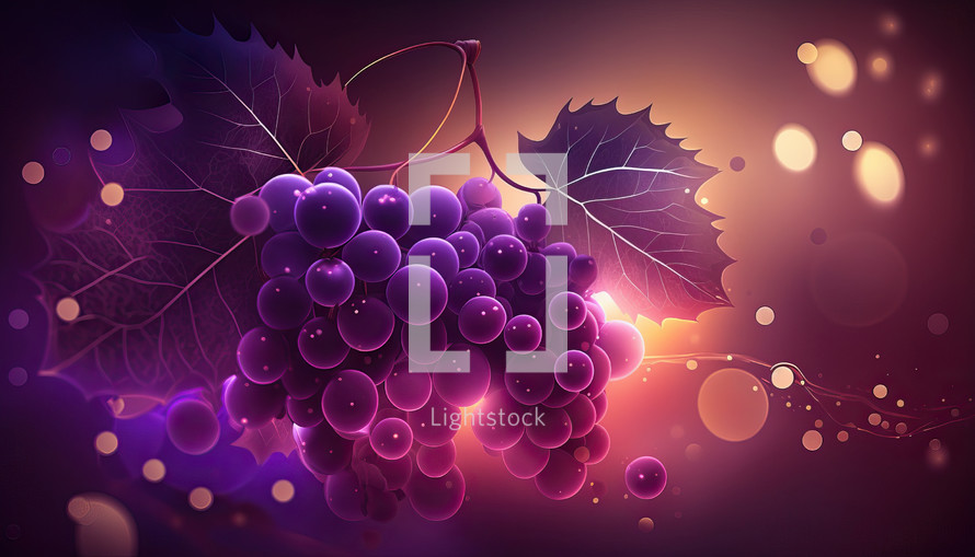 Grapes Fruit in Bokeh Purple Background