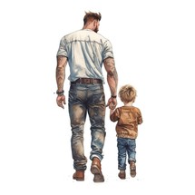 Father and Son Watercolor Clipart