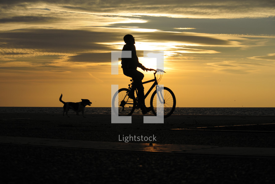 Bike ride on sunset