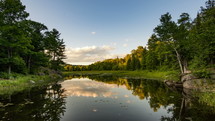 reflection on a lake in Killarney, Canada