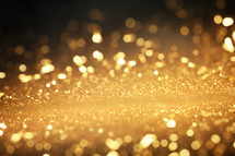 AI generated image. Abstract Christmas background. Golden glittering particles