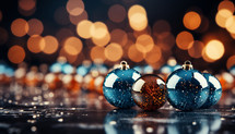 Christmas Balls on reflecting background 