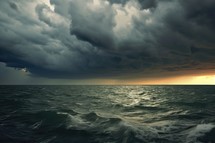 Dark Clouds Over Stormy Ocean