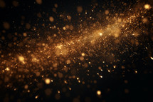 AI generated image. Abstract Christmas background. Golden glittering particles