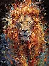 Painting of a majestic lion