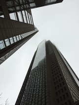 looking up to the top of skyscrapers 
