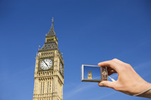 Point of view of a tourist photographing Big Ben with a digital camera, London, England.- for editorial use only 