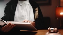 Lawyer Consulting A Book in a courtroom 