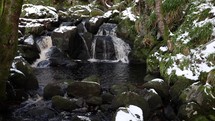 Waterfall and River in the Snow, Glencree, Ireland