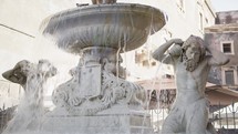 Water flowing from a Fountain With birds in Catania 