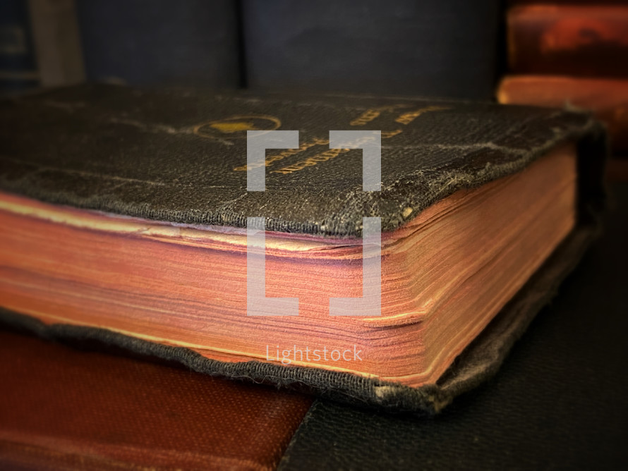 closeup of an old, worn Bible 