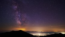 Timelapse of the Milky Way galaxy drifting across the High Tatras in the Carpathians in Slovakia