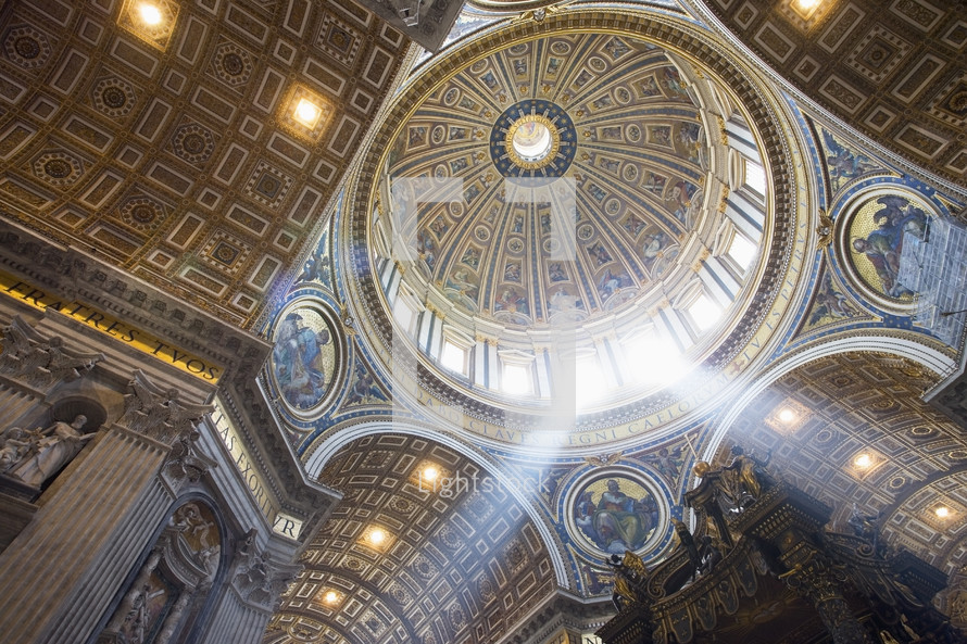 The interior of the Dome of St Peter`s Basilica. Vatican, Rome, Italy.- editorial use only