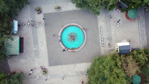 Cyan fountain in the park